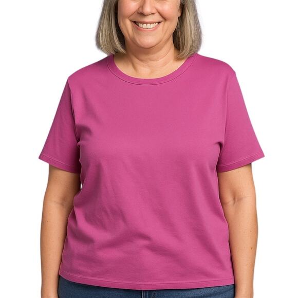 J Crew Slub Cotton Tee Pink Short Sleeve Shirt G1438 Top Plus Size Fit 2X - Picture 1 of 14